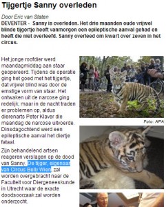 Tijger is eigenaar circus, volgens de Telegraaf